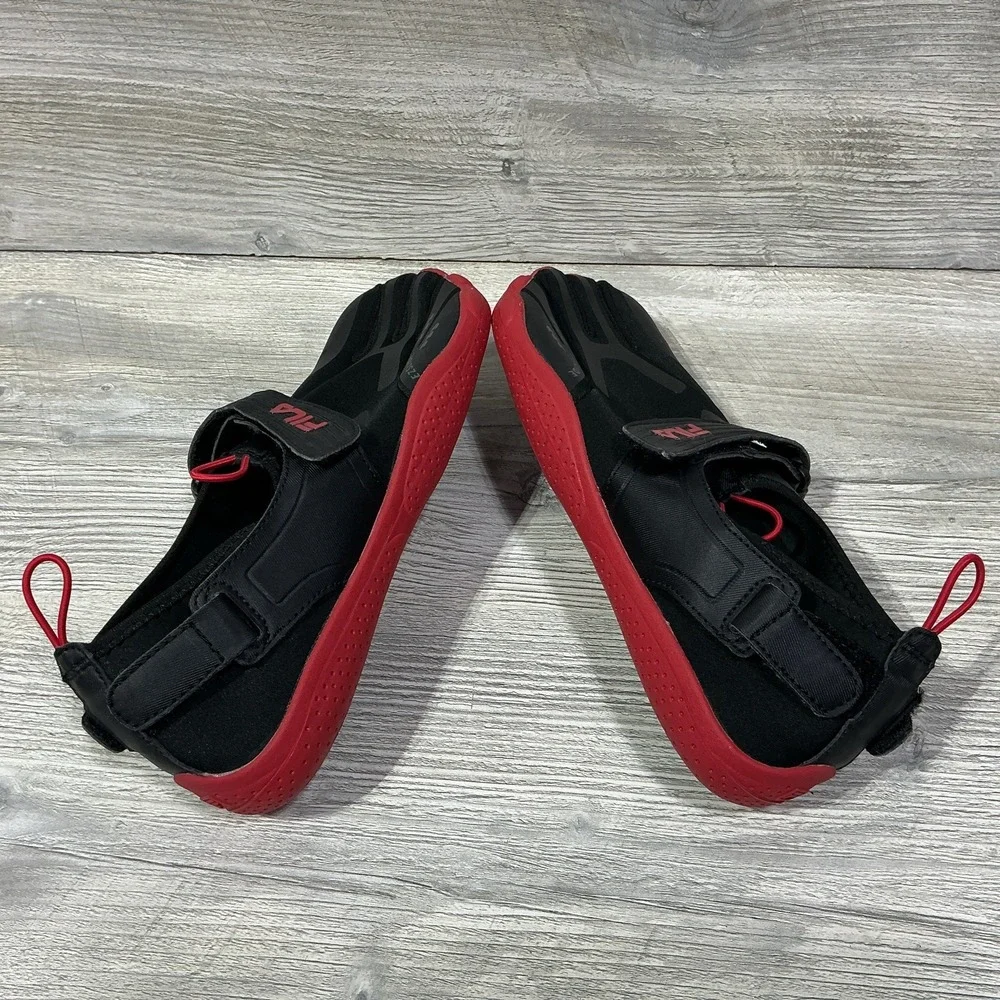 Fila Skele-Toes EZ Slide Drainage Barefoot Running Shoes Black Red Mens Size 10